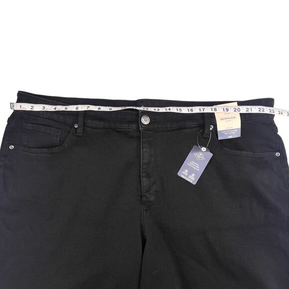 St John’s Bay Shorts Womens 28W Black Bermuda Rolled Cuff Tummy Control Denim - Picture 3 of 15